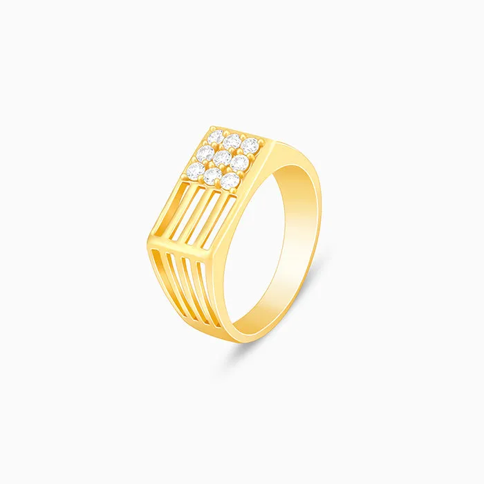 Golden Square in Rectangle Ring For Him Giva