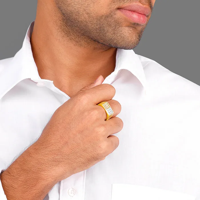 Golden Square in Rectangle Ring For Him Giva