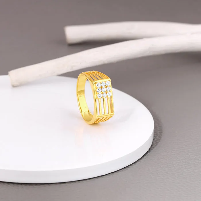 Golden Square in Rectangle Ring For Him Giva