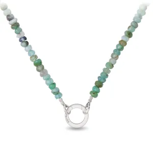 Green Opal Faceted Stone Choker with Talisman Clip