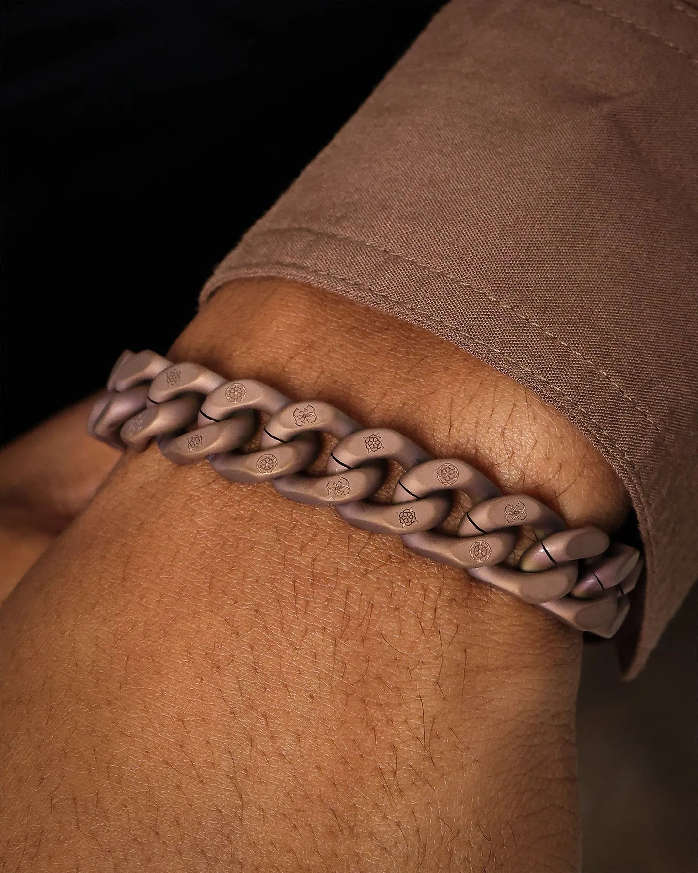 Guess Mainline 12MM X 20.5CM Cuban Peony Bracelet Chocolate Brown