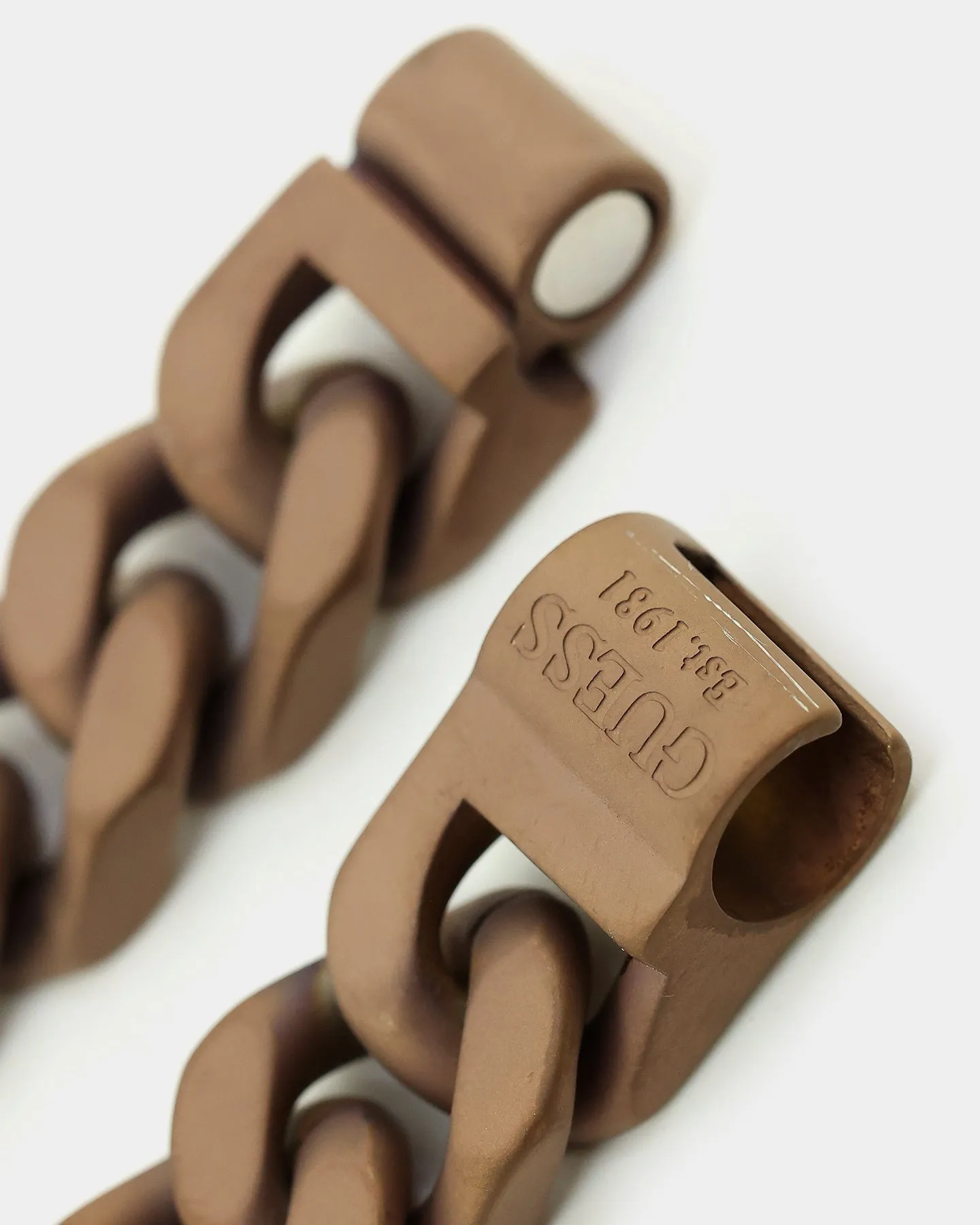 Guess Mainline 12MM X 20.5CM Cuban Peony Bracelet Chocolate Brown