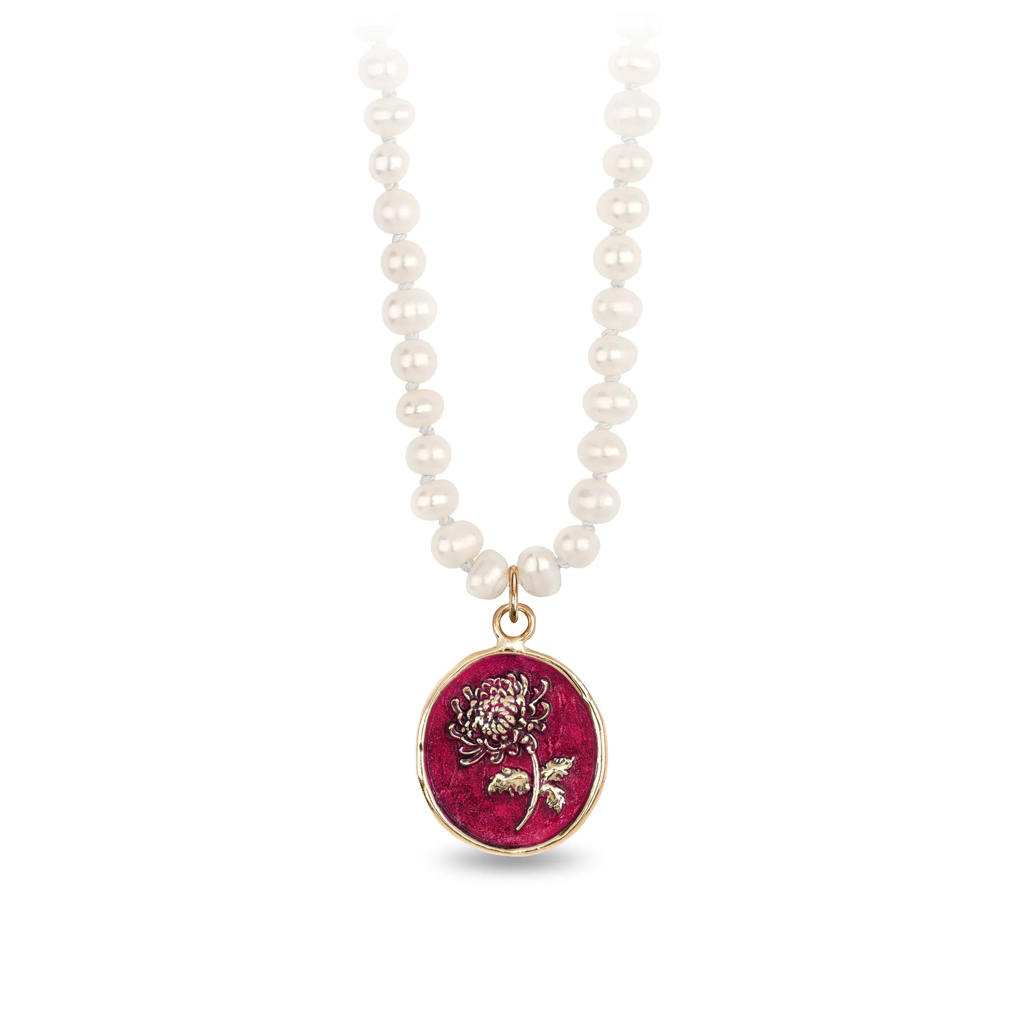 Healing Journey 14K Gold Talisman on Knotted Freshwater Pearl Necklace - True Colors