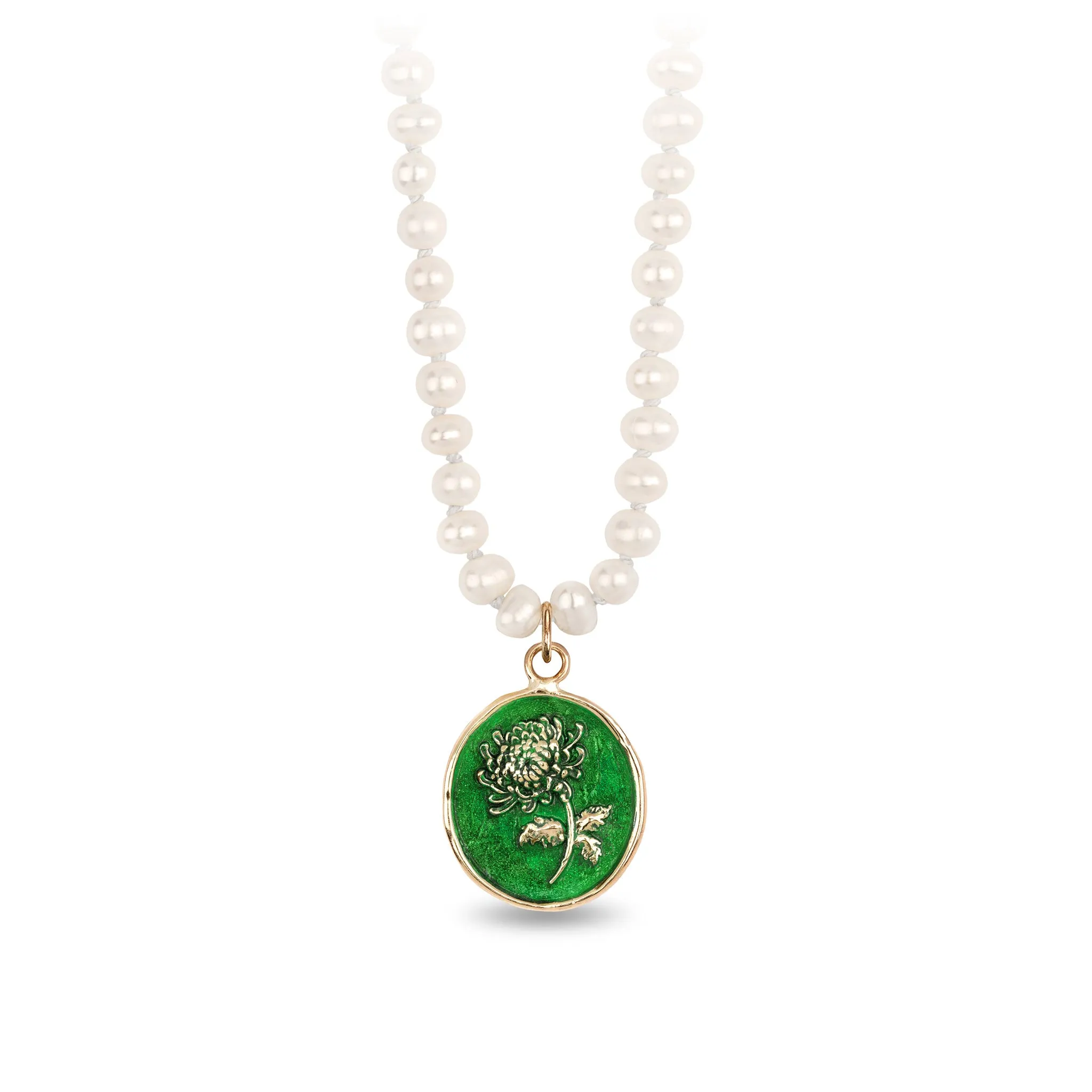 Healing Journey 14K Gold Talisman on Knotted Freshwater Pearl Necklace - True Colors