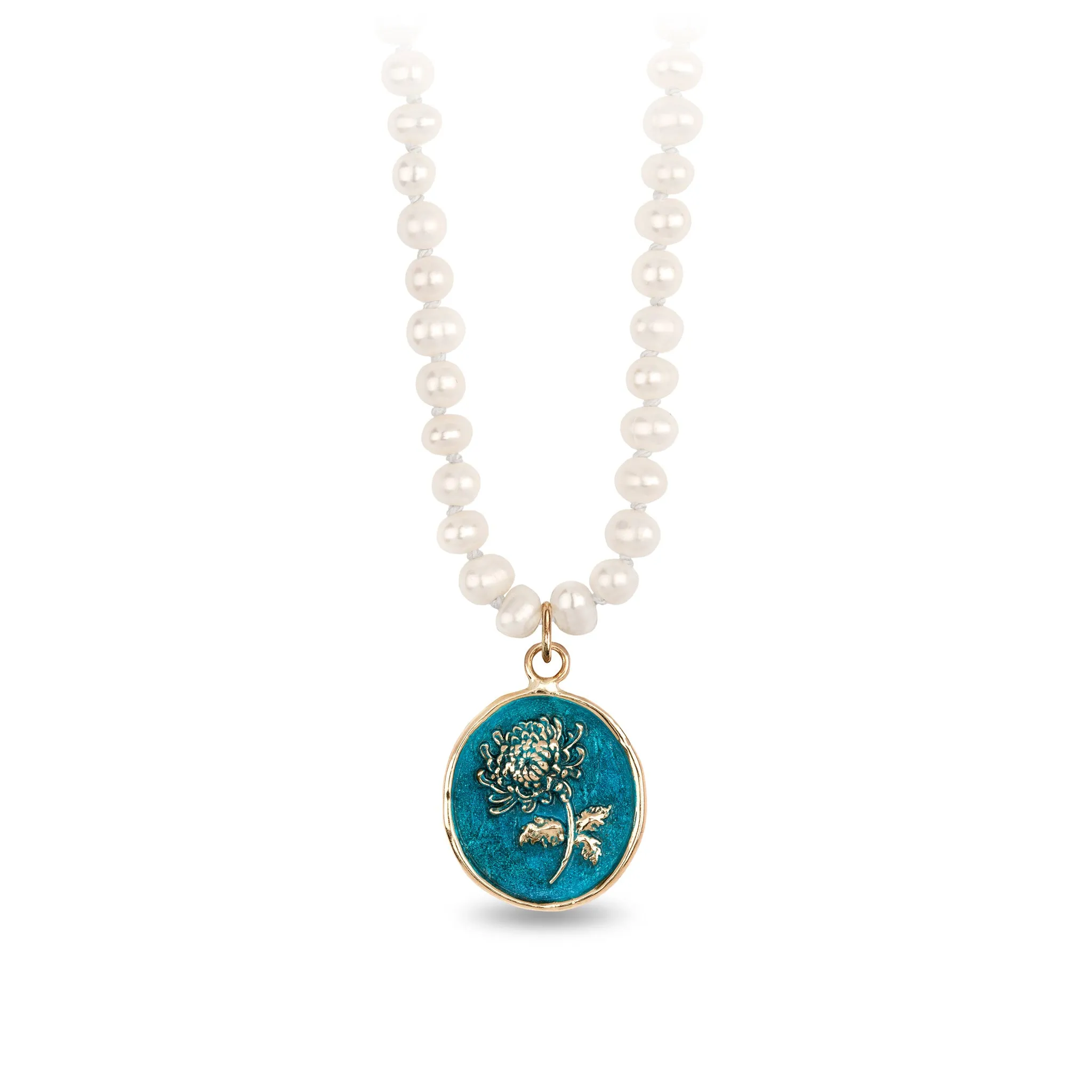 Healing Journey 14K Gold Talisman on Knotted Freshwater Pearl Necklace - True Colors