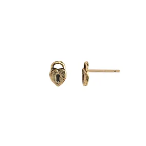 Heart Lock 14K Gold Symbol Stud