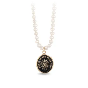 Higher Power 14K Gold Talisman on Knotted Freshwater Pearl Necklace