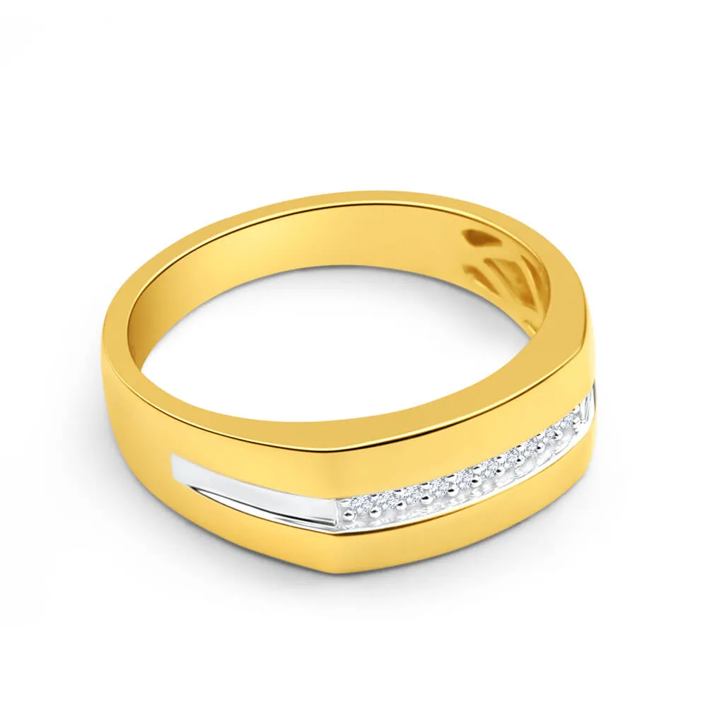 His and Hers Rings 9ct Yellow Gold Ladies Ring With 10 Diamonds Shiels