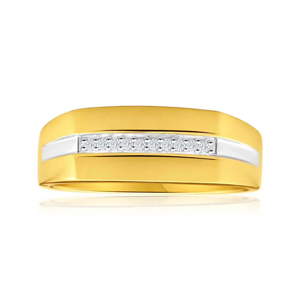 His and Hers Rings 9ct Yellow Gold Ladies Ring With 10 Diamonds Shiels