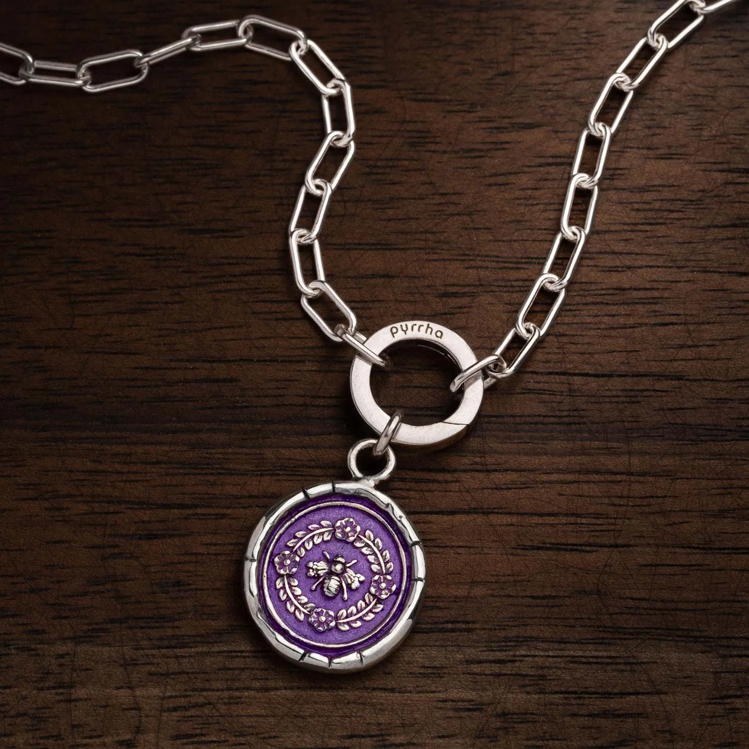 Honeybee Small Paperclip Chain Necklace - Mystic Violet