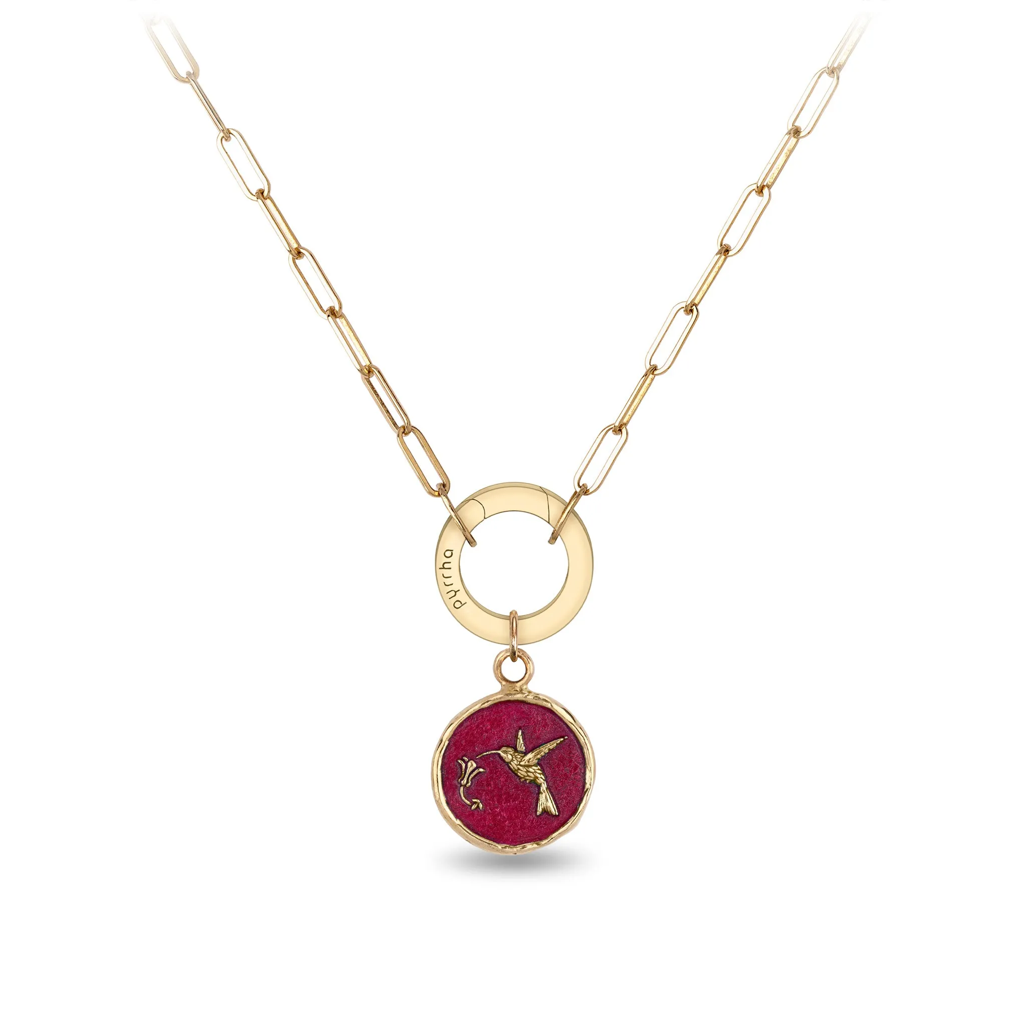 Hummingbird 14K Gold Long Link Paperclip Chain Necklace - True Colors
