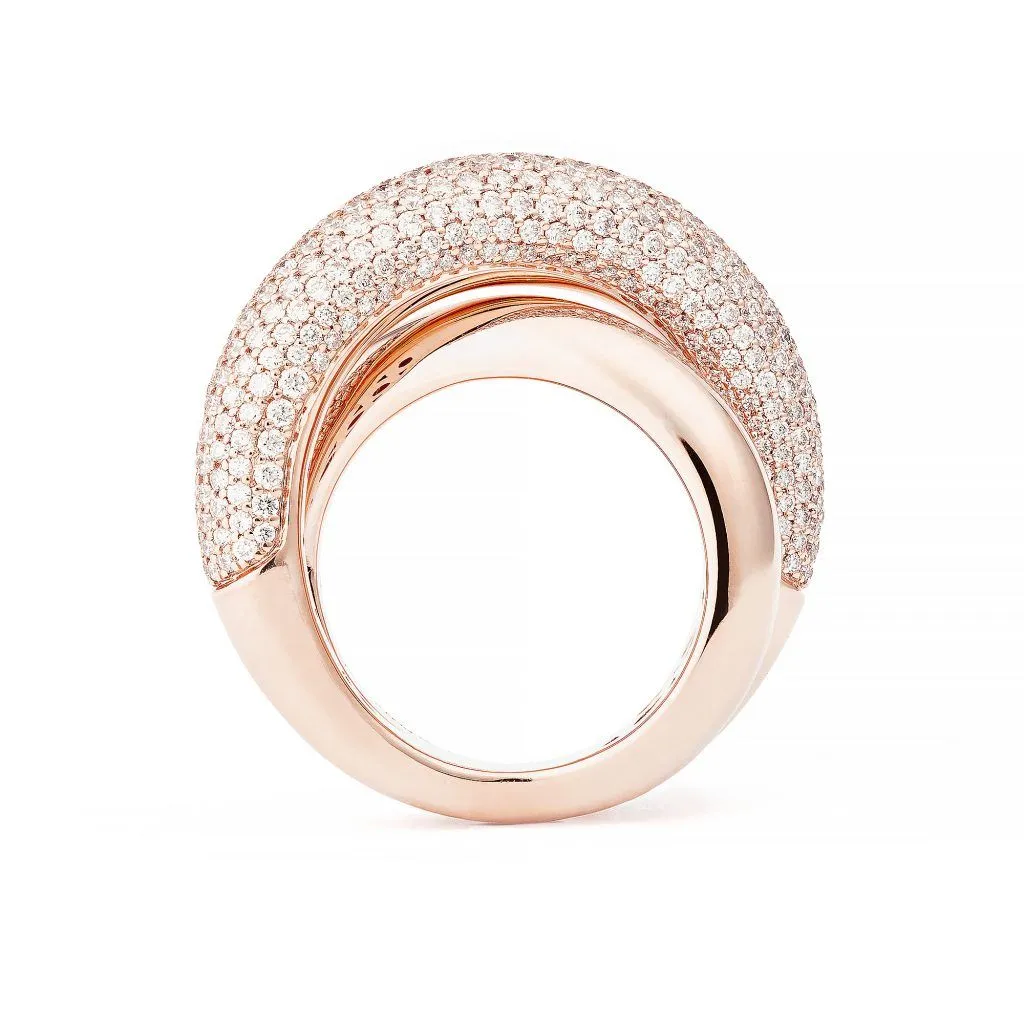 Infinity Loop Big Half Pavé 18K Rosegold Ring w. Diamonds