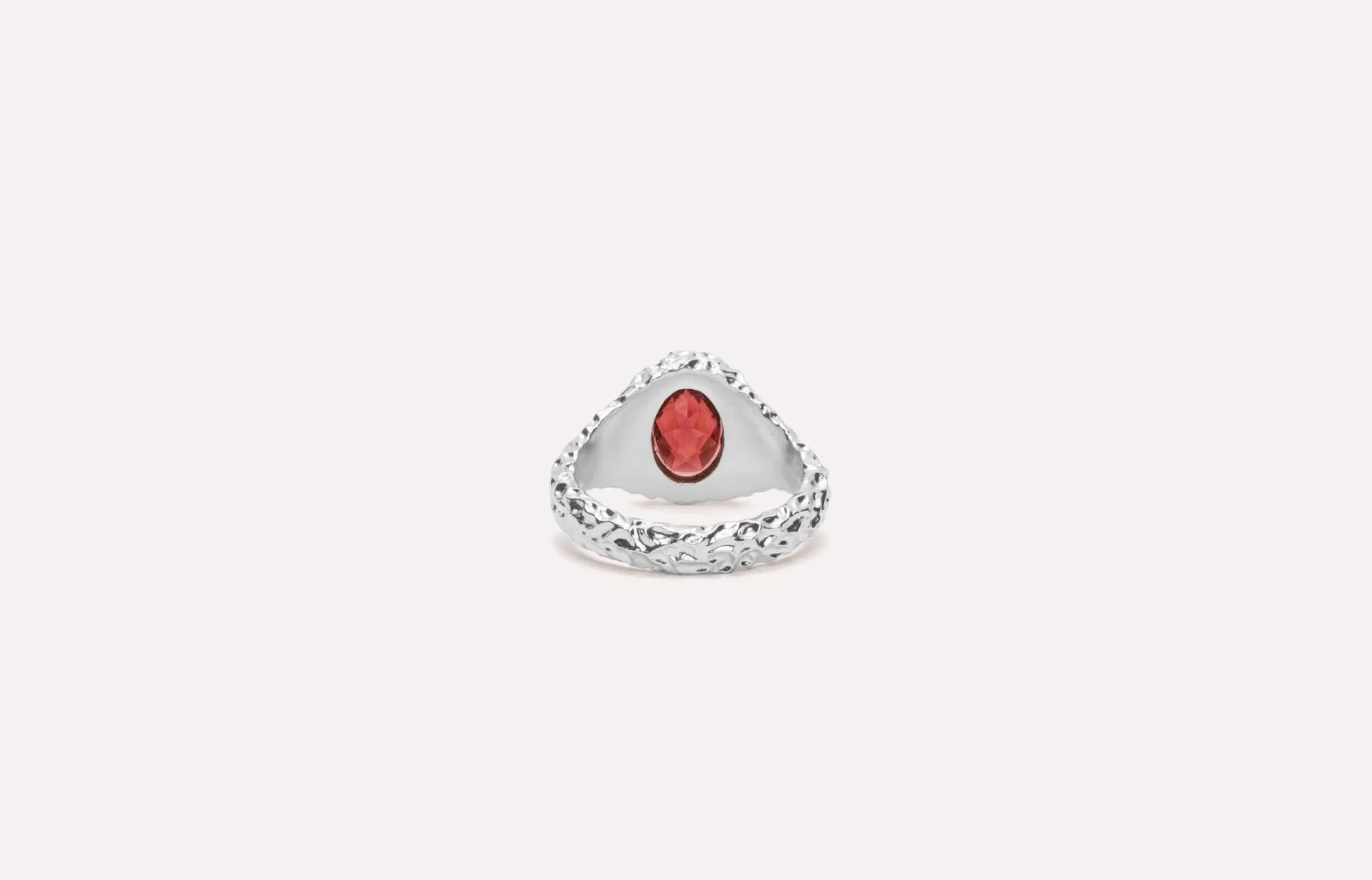 IX Crunchy Ornate Garnet Signet Ring