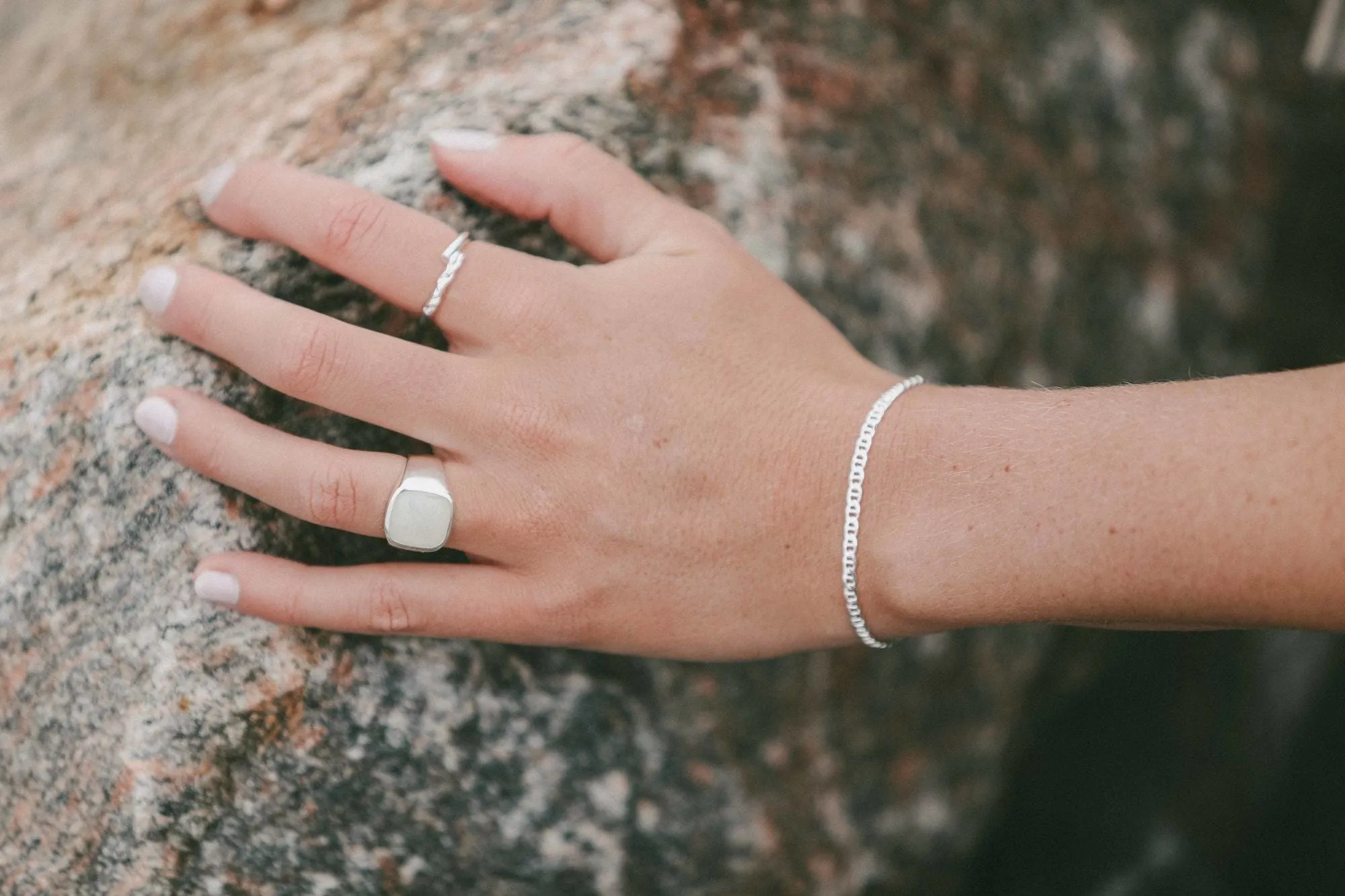 IX Cushion Moonstone Signet Ring