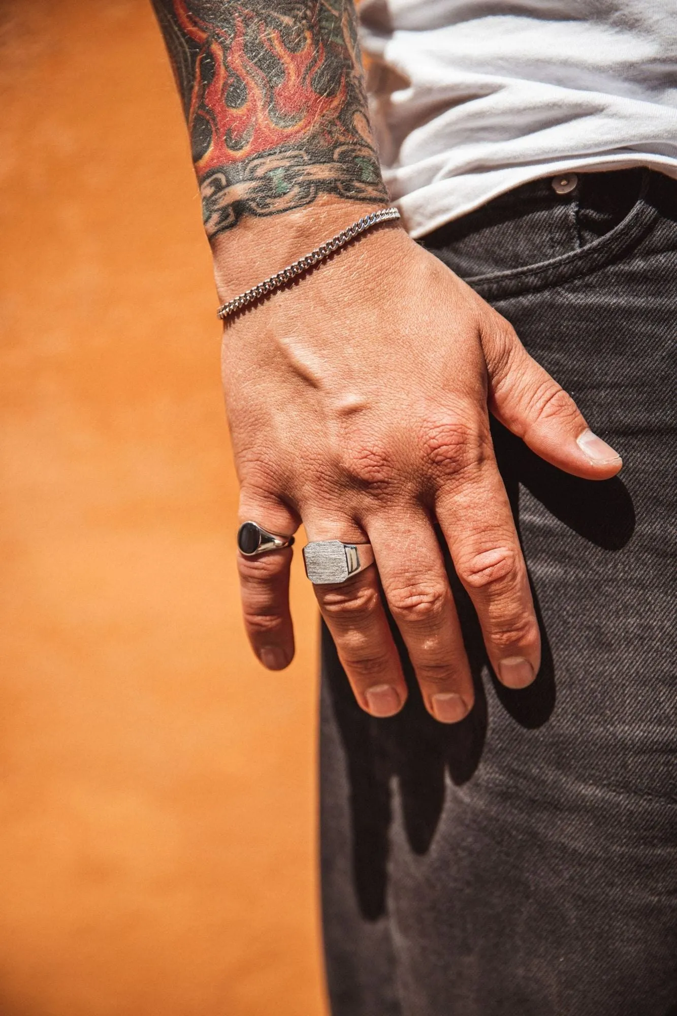 IX Octagon Signet Silver Ring