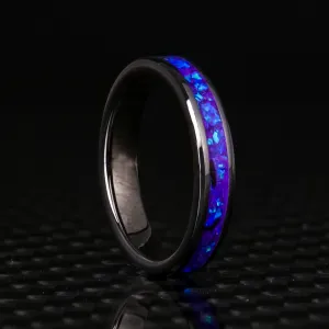 Lavender Opal Glowstone Stackable Ring on Black Ceramic
