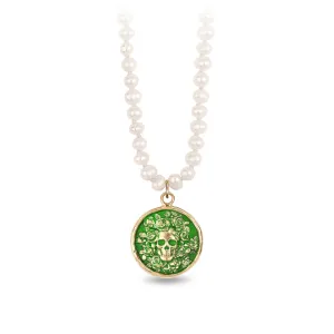 Live Every Moment 14K Gold Talisman on Knotted Freshwater Pearl Necklace - True Colors