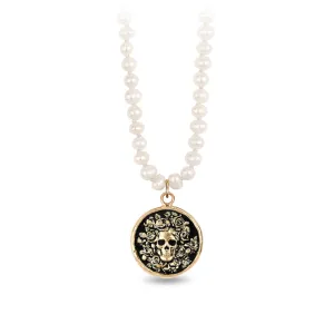 Live Every Moment 14K Gold Talisman on Knotted Freshwater Pearl Necklace