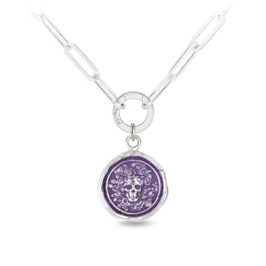 Live Every Moment Large Paperclip Chain Necklace - Mystic Violet