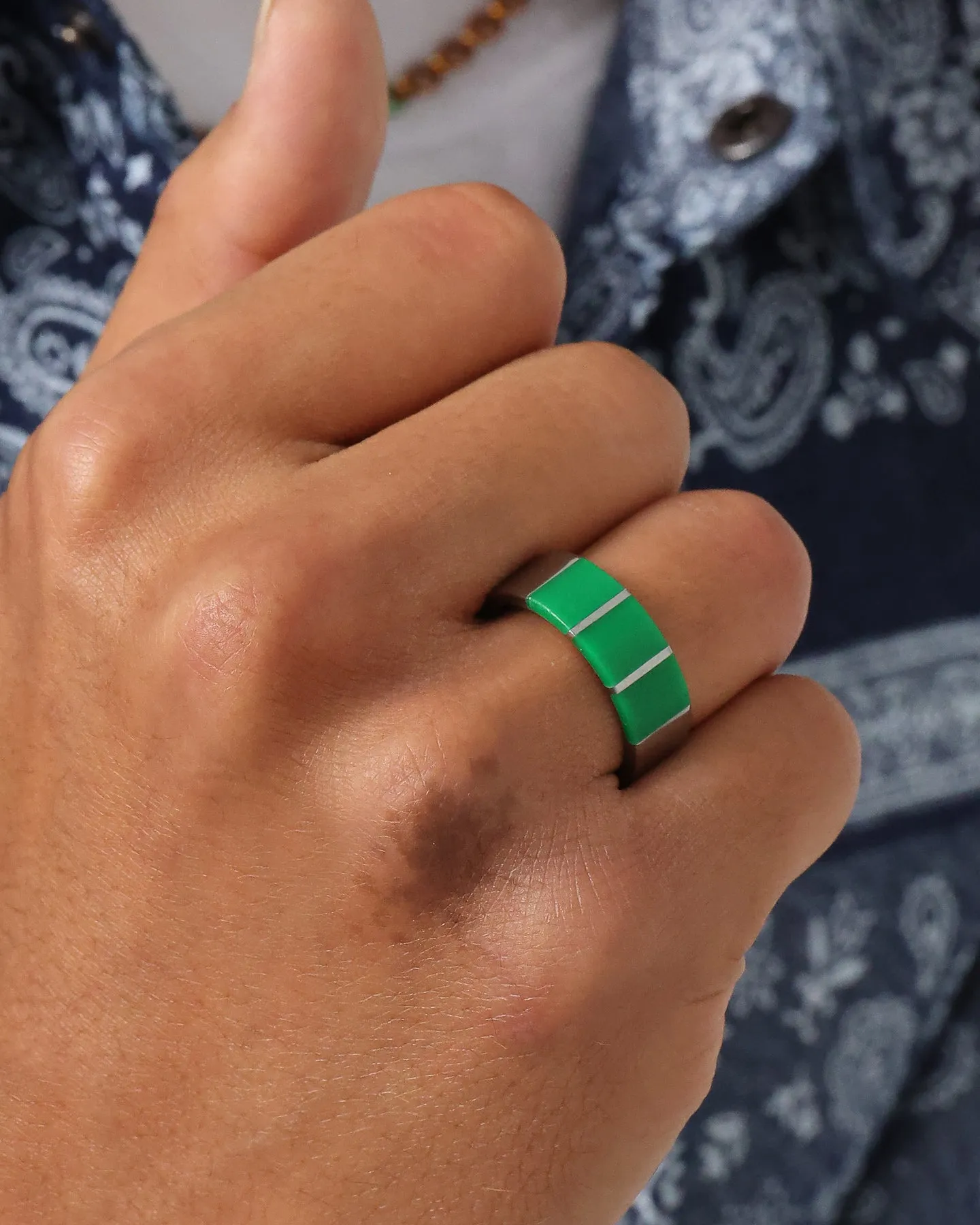 Loiter Mood Ring Silver/Green