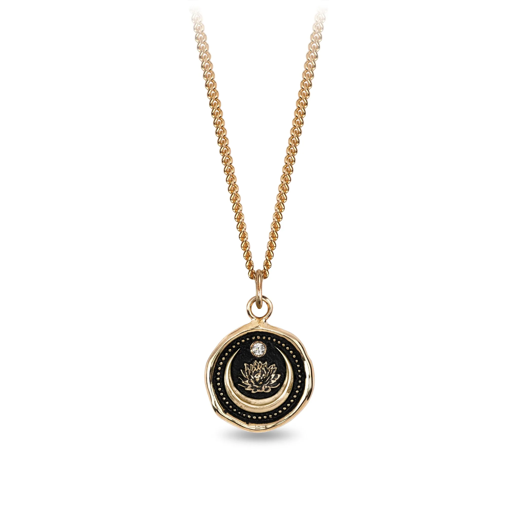 Lotus Flower 14K Gold Diamond Set Signature Talisman