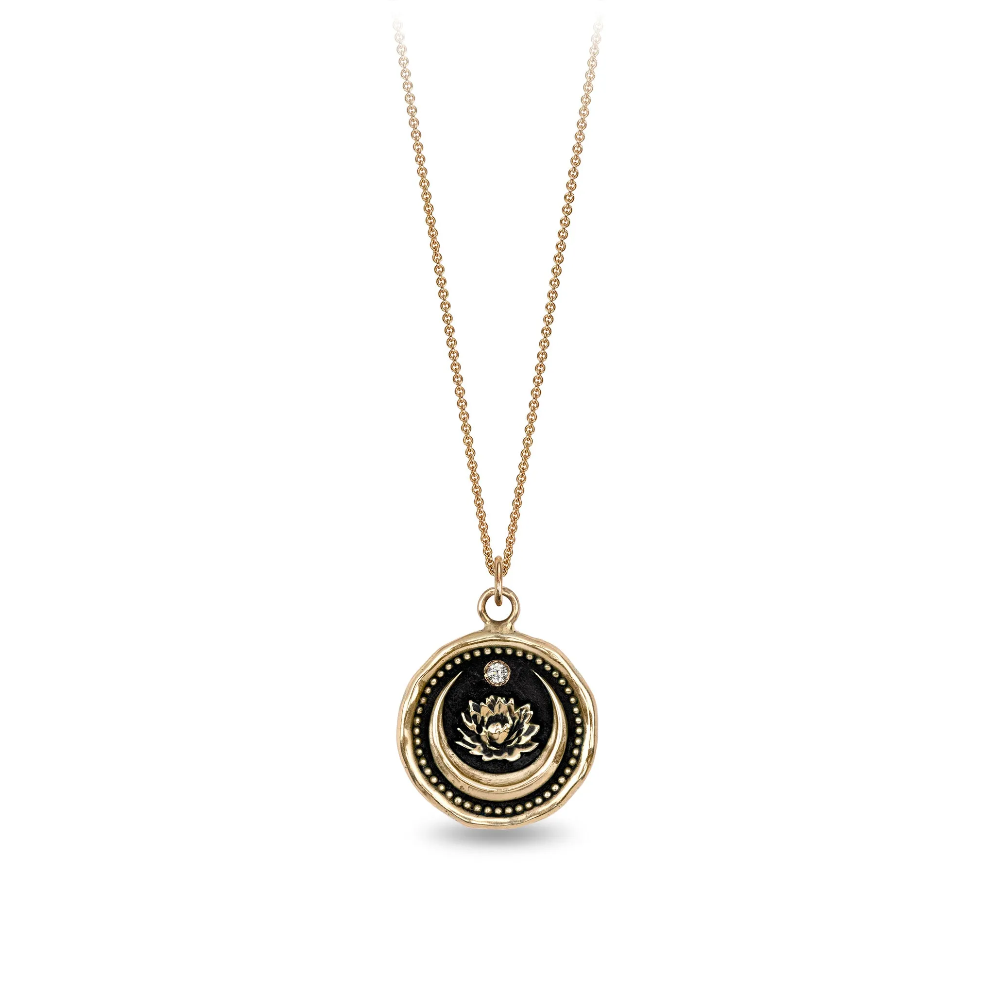 Lotus Flower 14K Gold Diamond Set Talisman