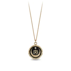 Lotus Flower 14K Gold Diamond Set Talisman
