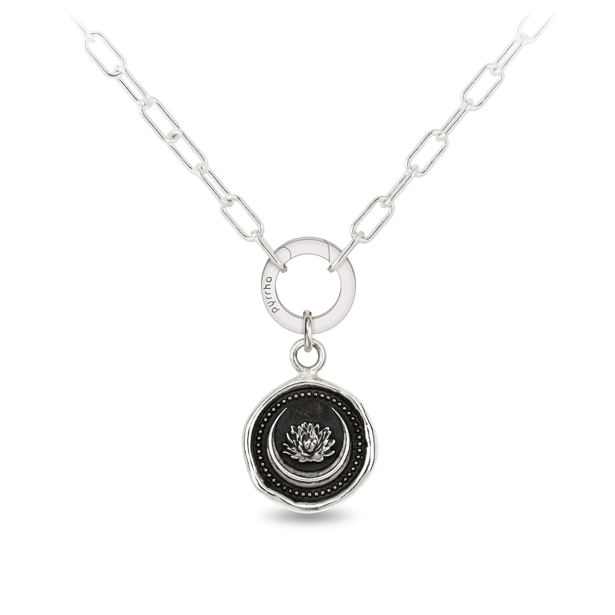 Lotus Flower Small Paperclip Chain Necklace