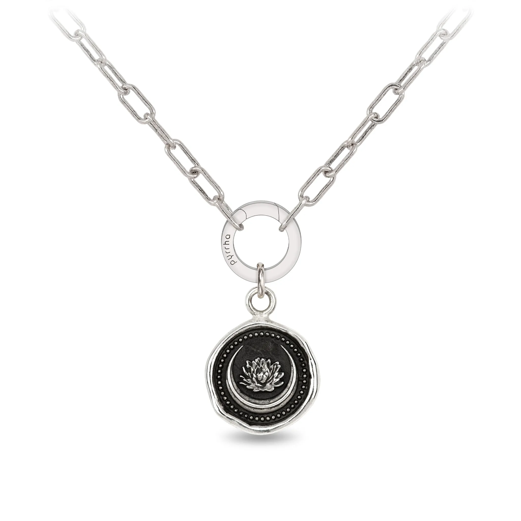 Lotus Flower Small Paperclip Chain Necklace