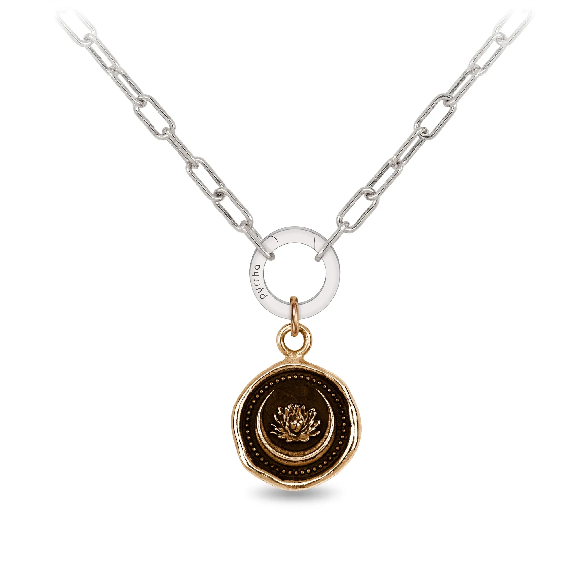 Lotus Flower Small Paperclip Chain Necklace