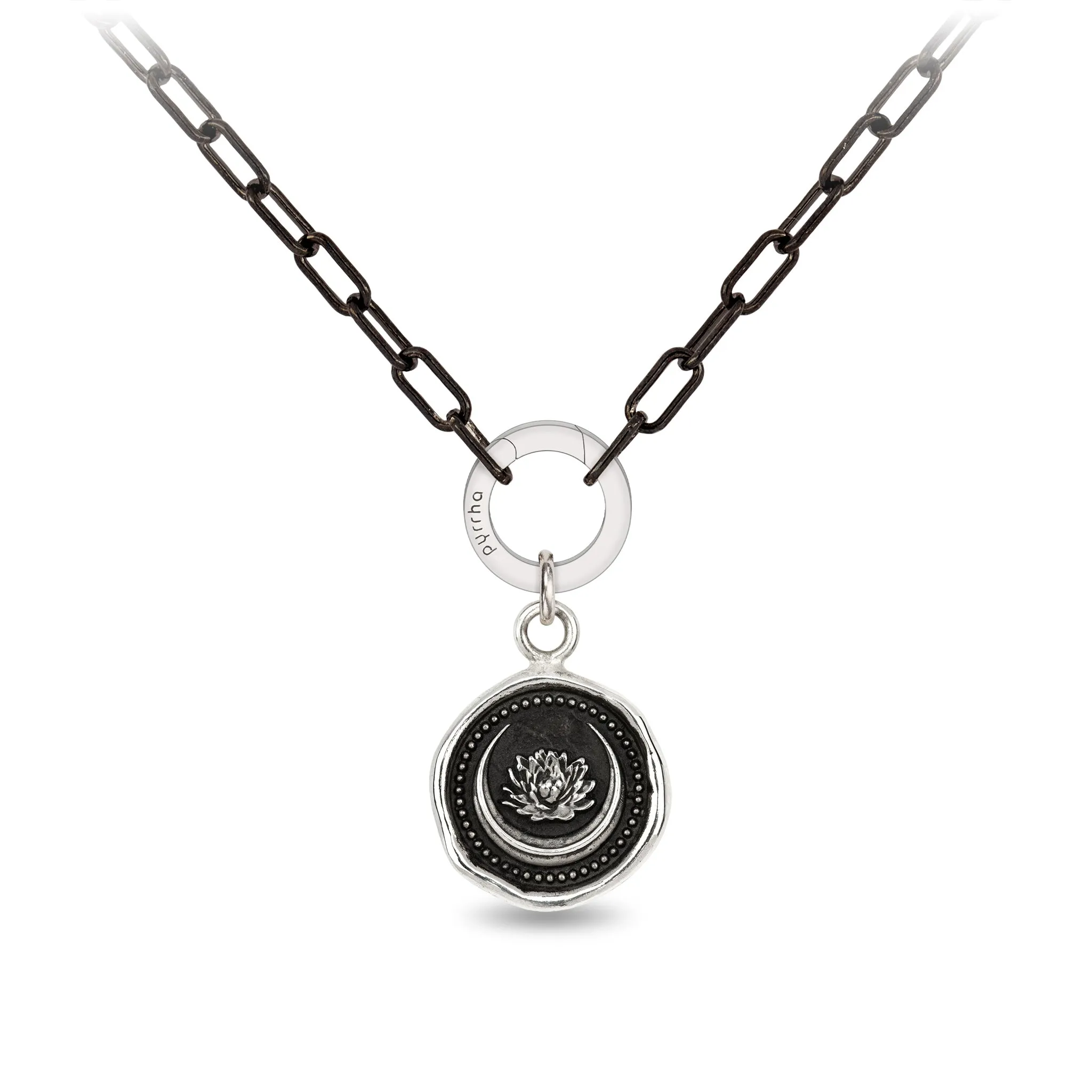 Lotus Flower Small Paperclip Chain Necklace