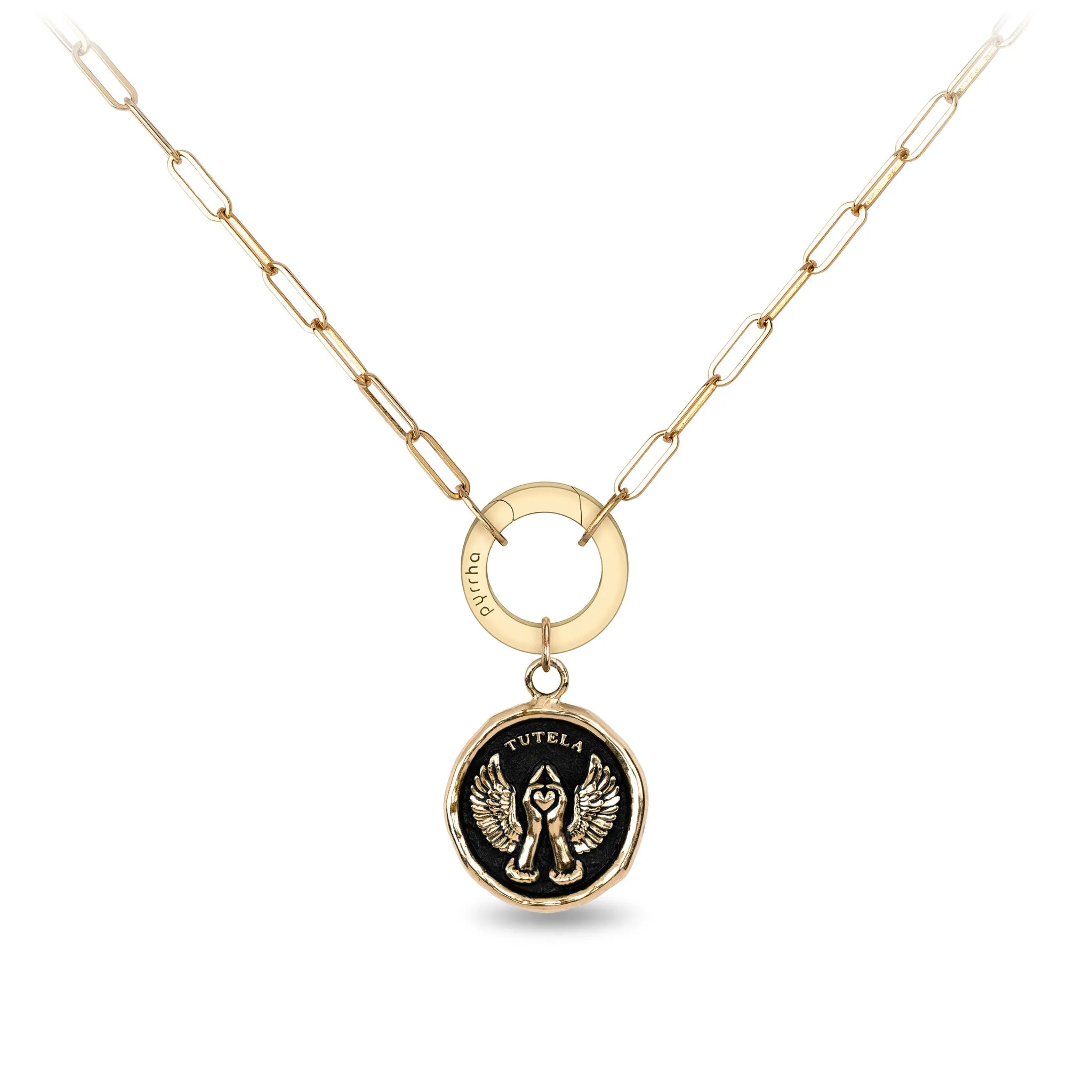 Love & Protection 14K Gold Long Link Paperclip Chain Necklace