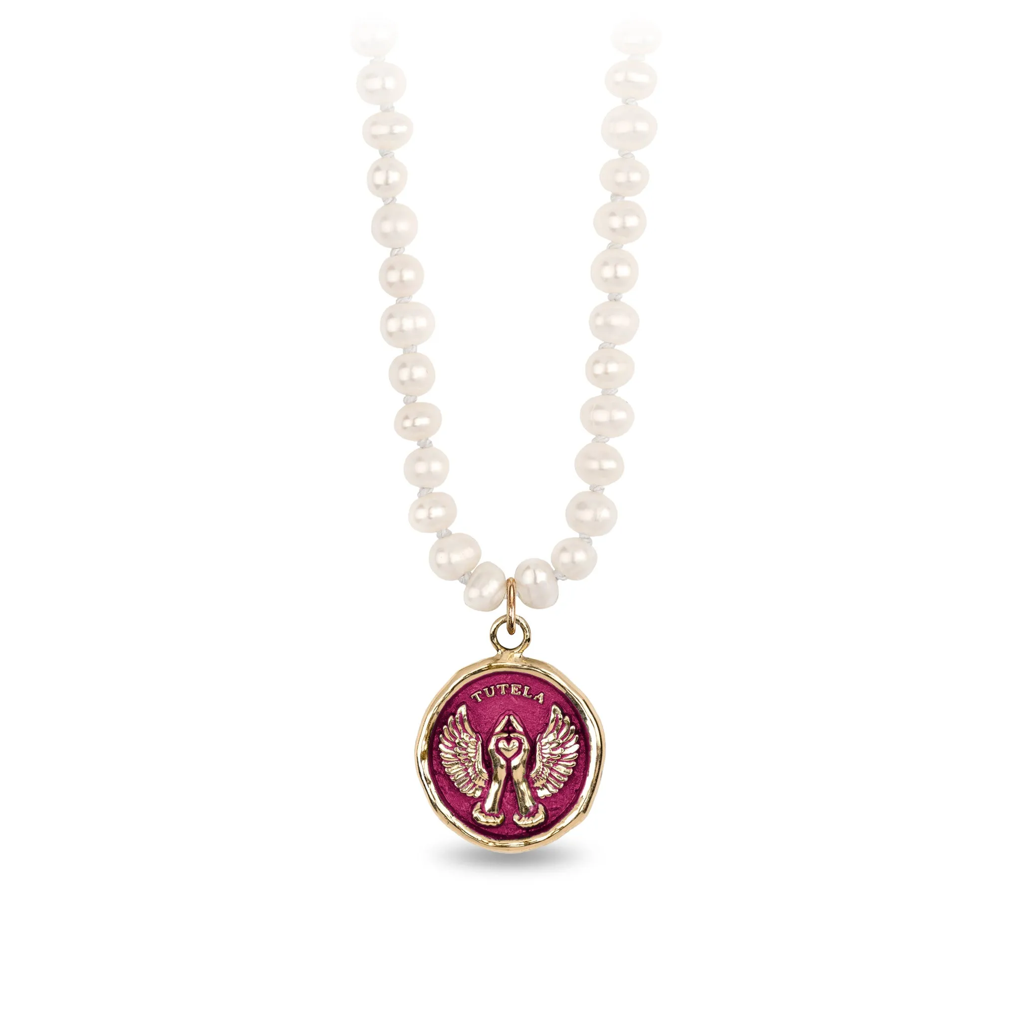 Love & Protection 14K Gold Talisman on Knotted Freshwater Pearl Necklace - True Colors
