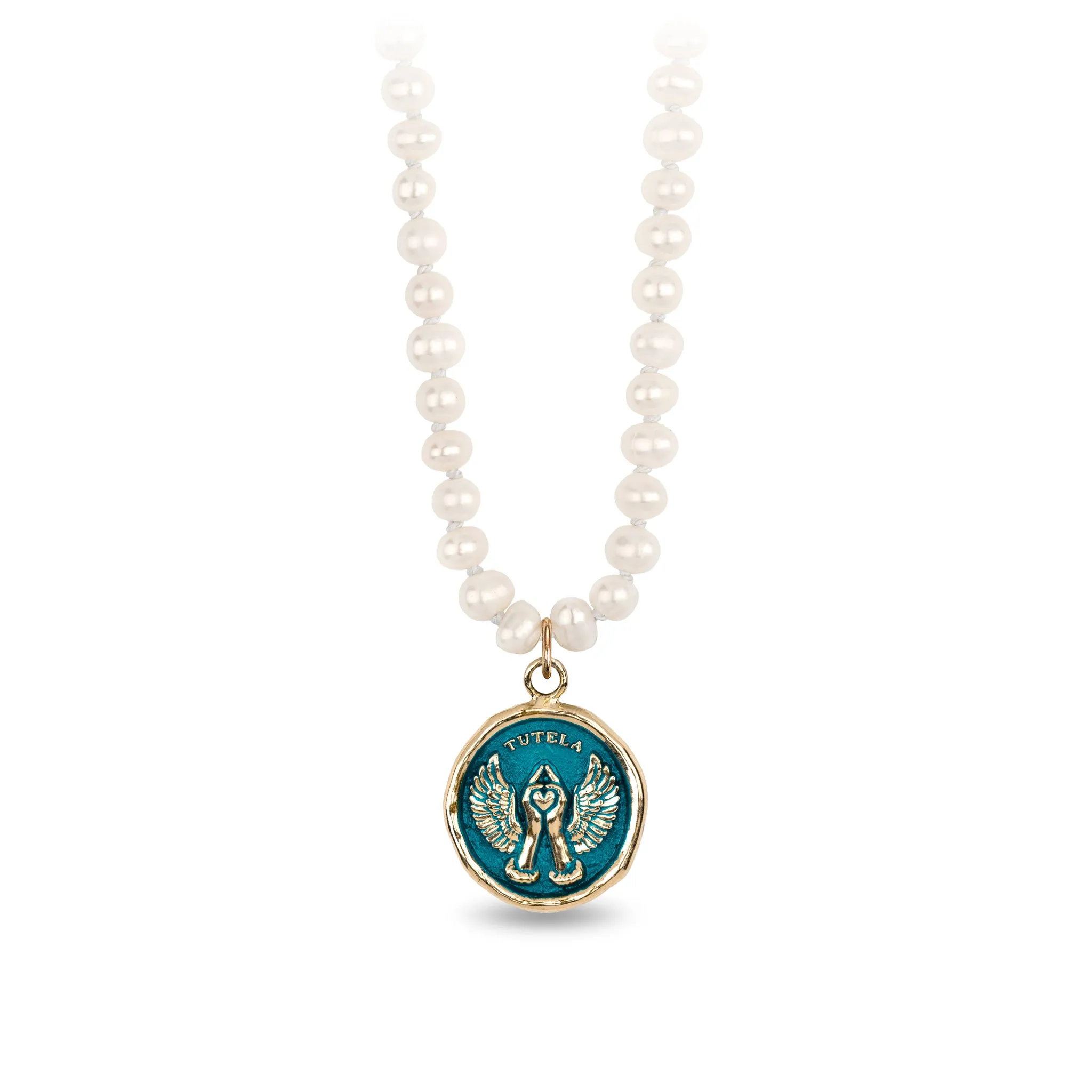 Love & Protection 14K Gold Talisman on Knotted Freshwater Pearl Necklace - True Colors