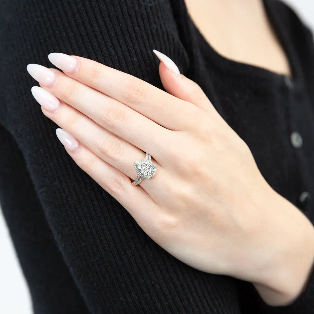 Luminesce Lab Grown Pear Ring with 1/2 Carat 54 Diamonds Set in 9 Carat Yellow Gold Shiels