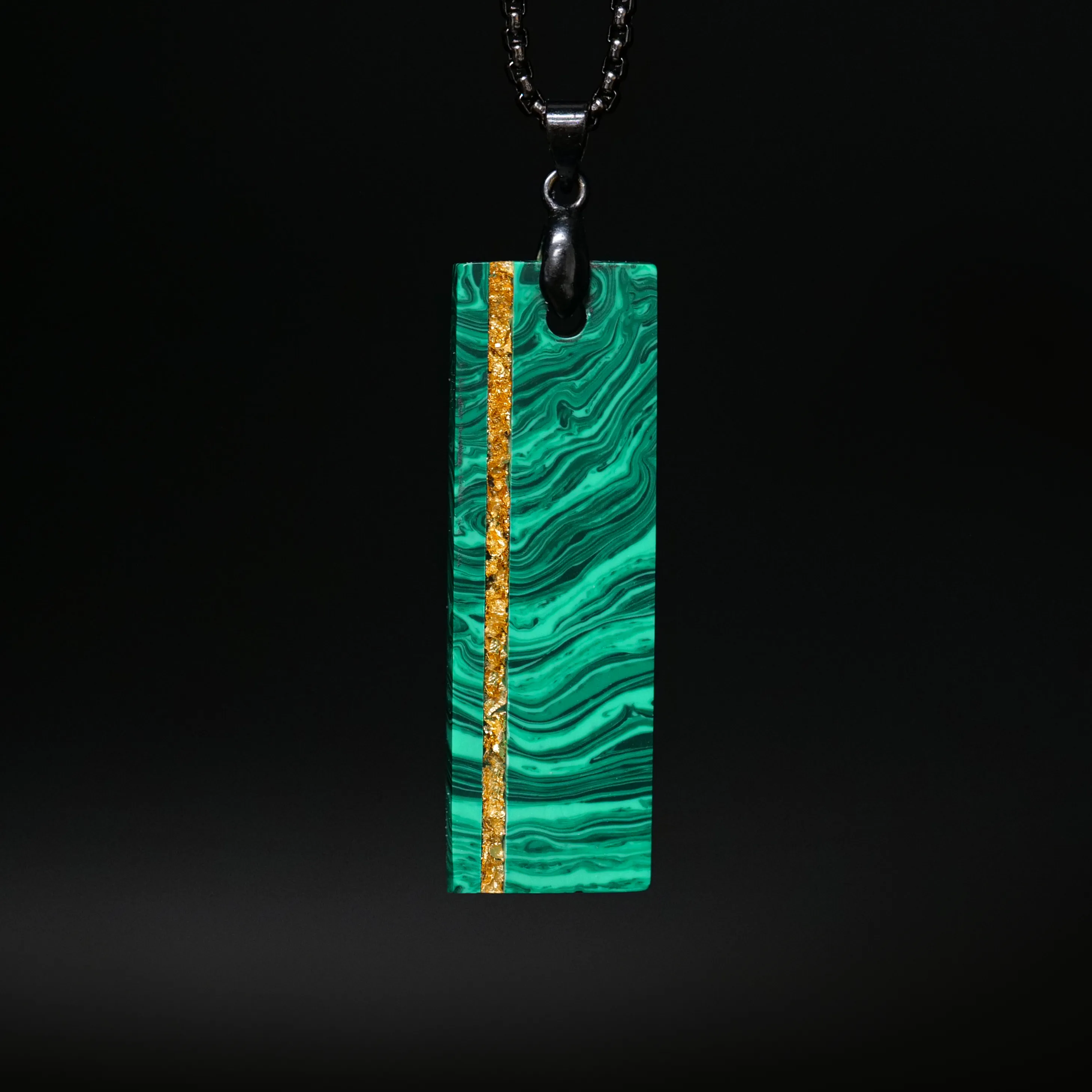Malachite Trustone and Gold Leaf Pendant