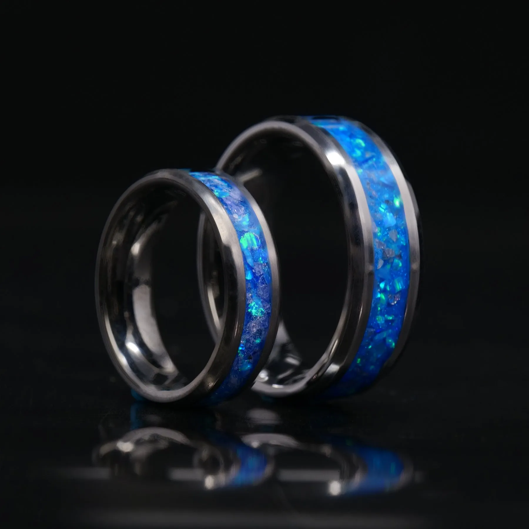 Matching Glowstone Wedding Ring Set