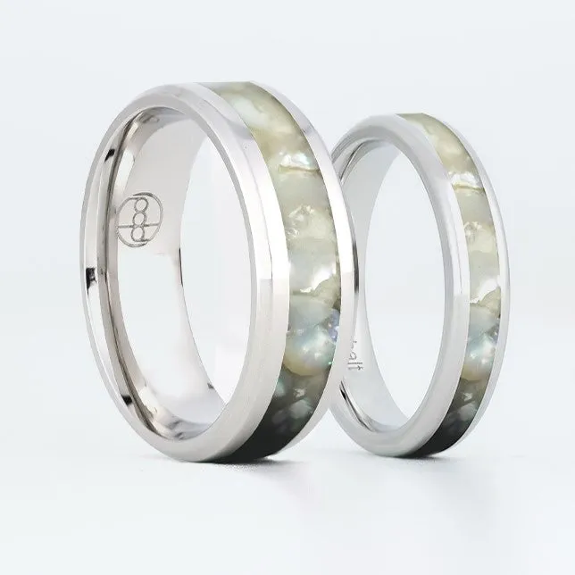 Matching Pearl Glowstone Wedding Ring Set