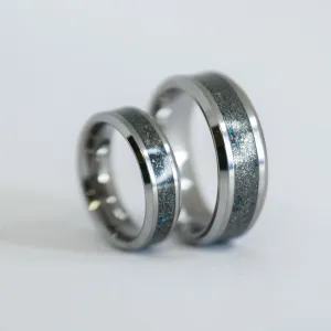 Matching Star Dust Wedding Ring Set in Tungsten
