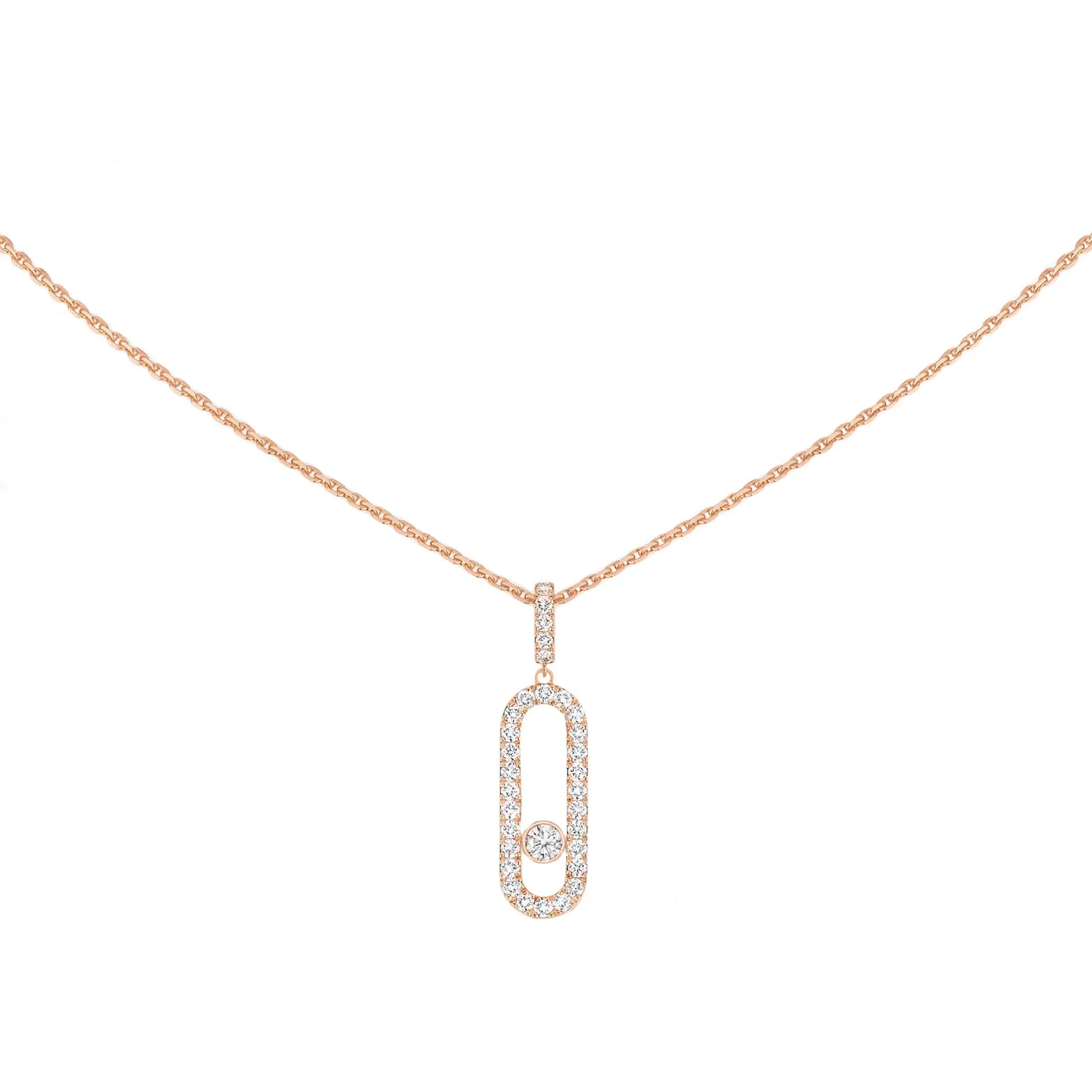 Messika Move Uno Pave 18ct Rose Gold Diamond Necklace
