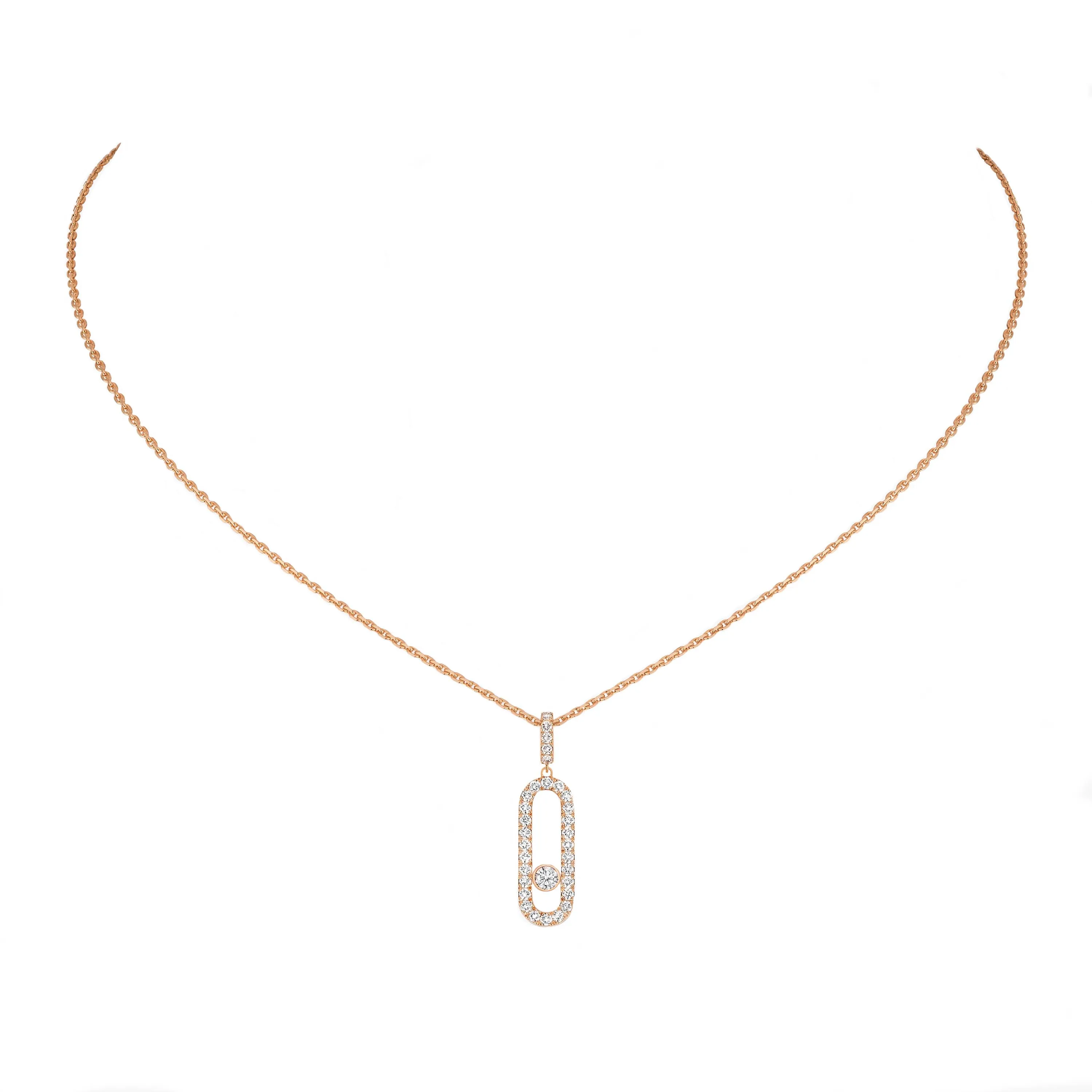 Messika Move Uno Pave 18ct Rose Gold Diamond Necklace