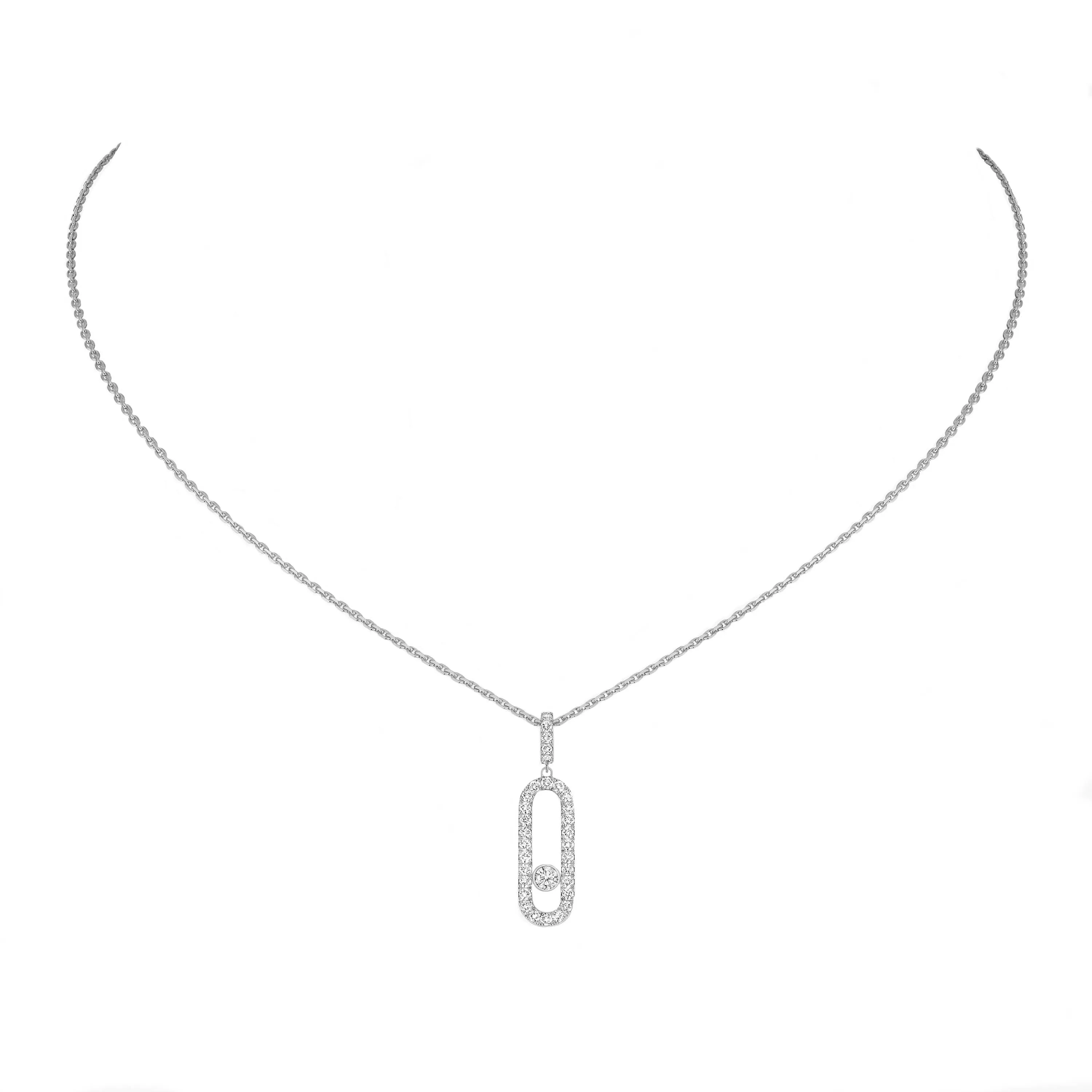 Messika Move Uno Pave 18ct White Gold Diamond Necklace