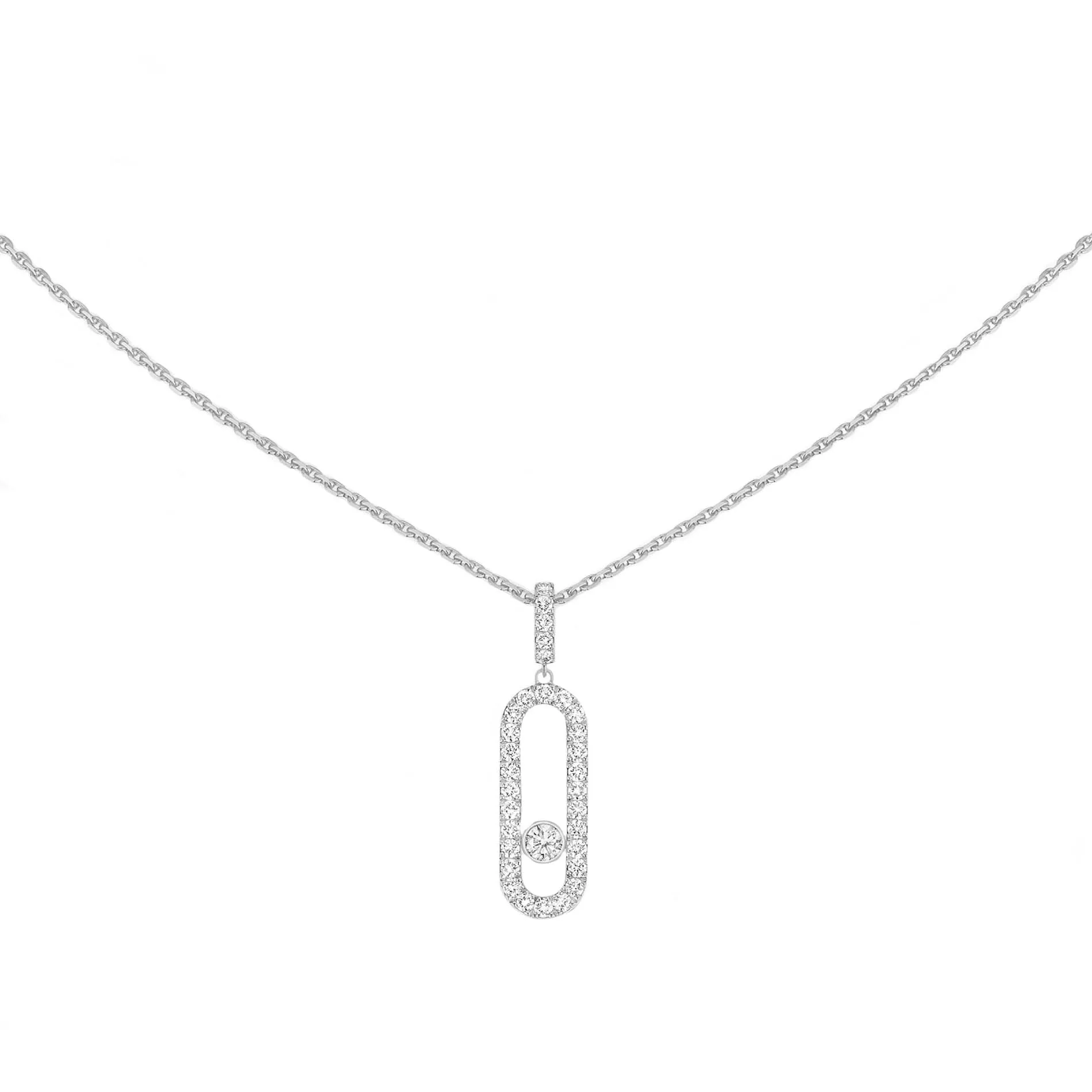 Messika Move Uno Pave 18ct White Gold Diamond Necklace