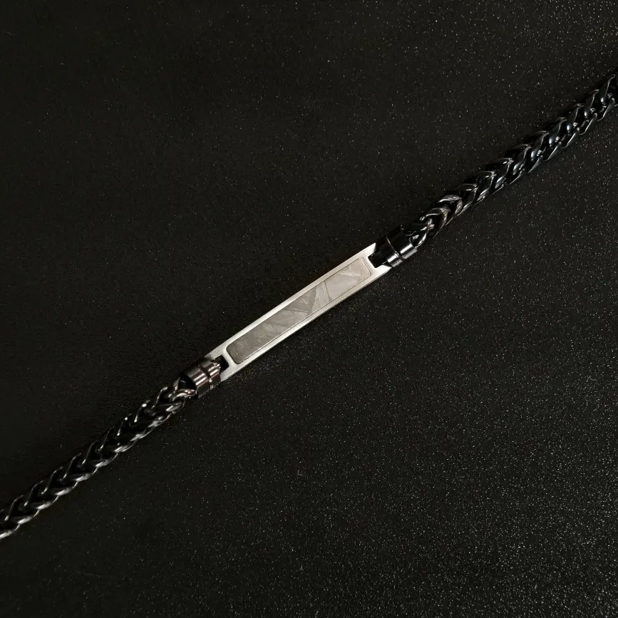 Meteorite ID Tag Black Wheat Chain