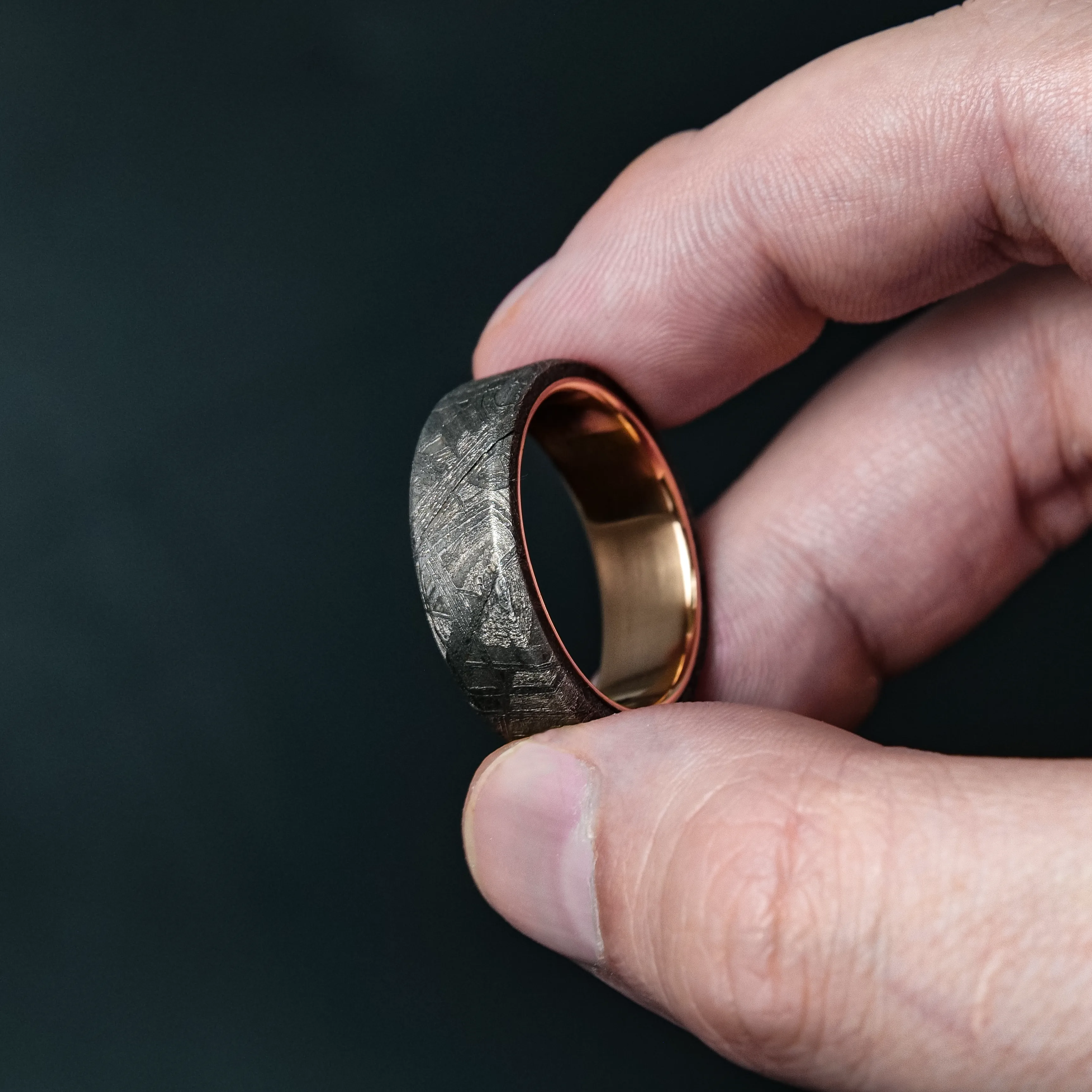 Meteorite Ring with Real Gold Liner
