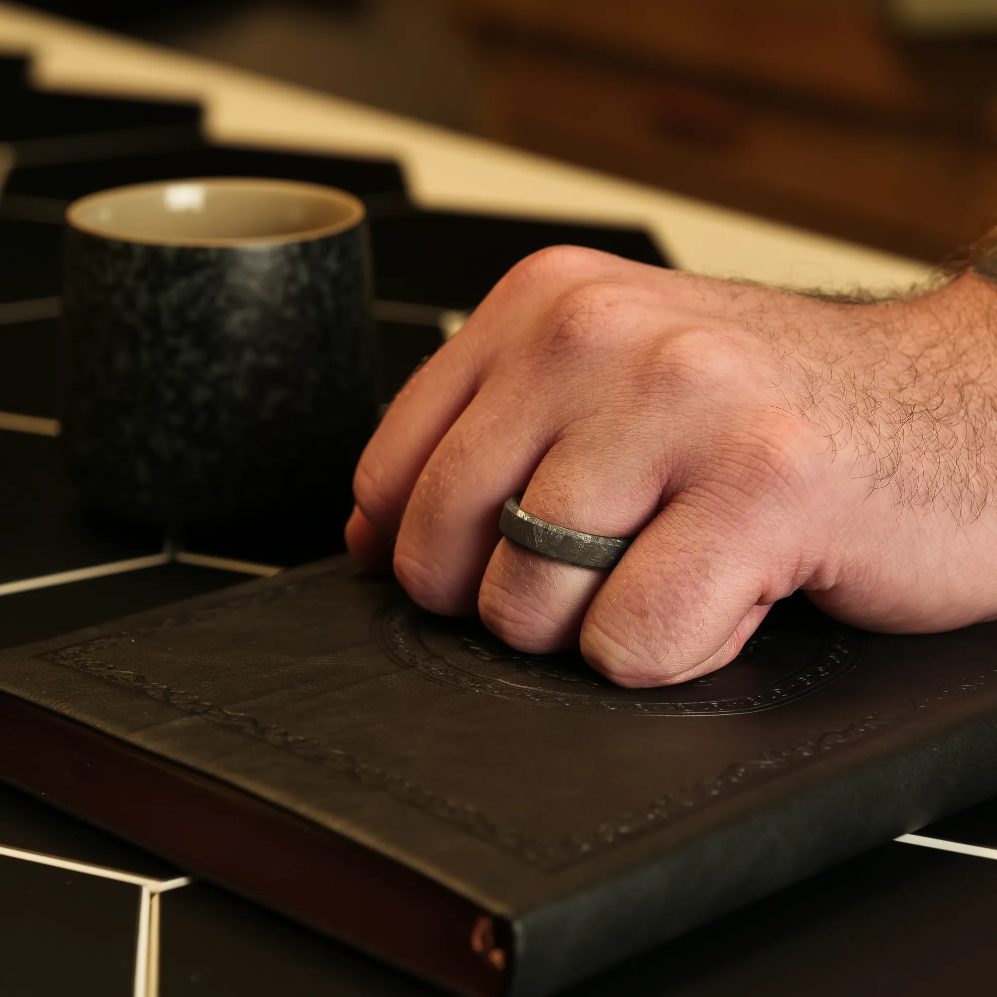 Meteorite Ring with Real Gold Liner