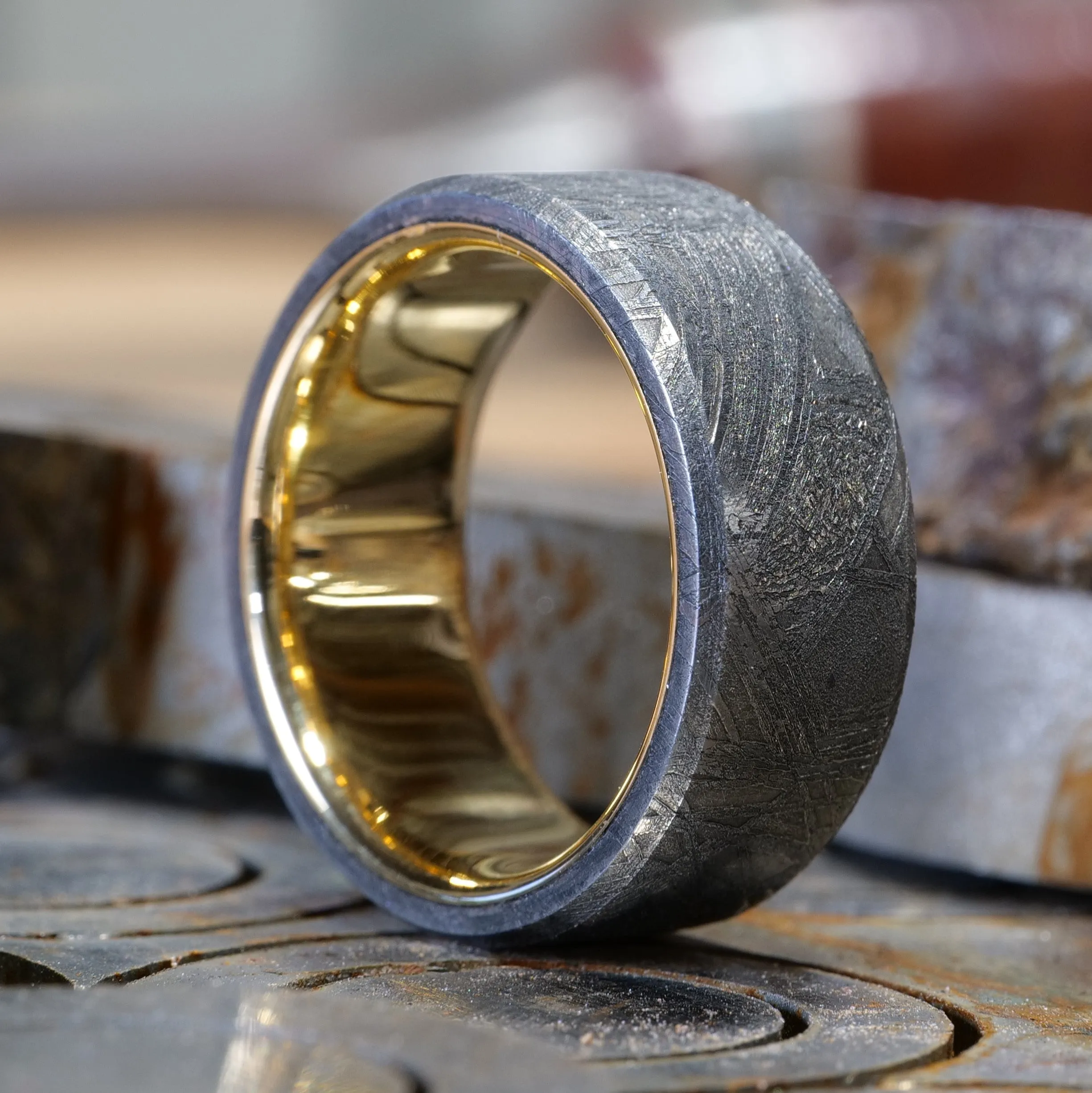 Meteorite Ring with Real Gold Liner