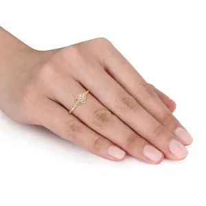 Mimi & Max 3/8ct TW Diamond Heart Flower Rings 3-Piece Set Yellow Plated Sterling Silver