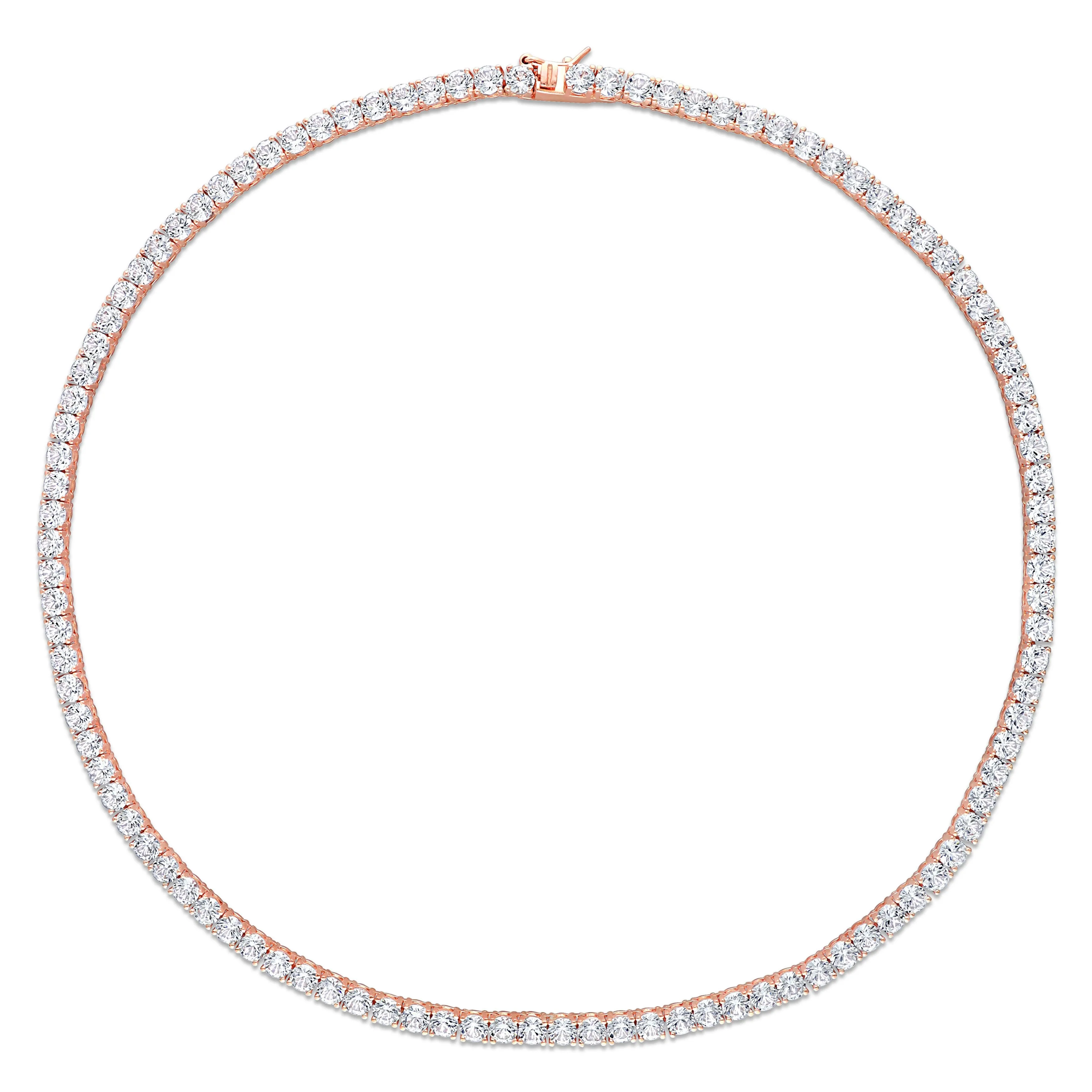 Mimi & Max 47 1/4ct TGW Created White Sapphire Tennis Bracelet and Necklace Set Rose Silver