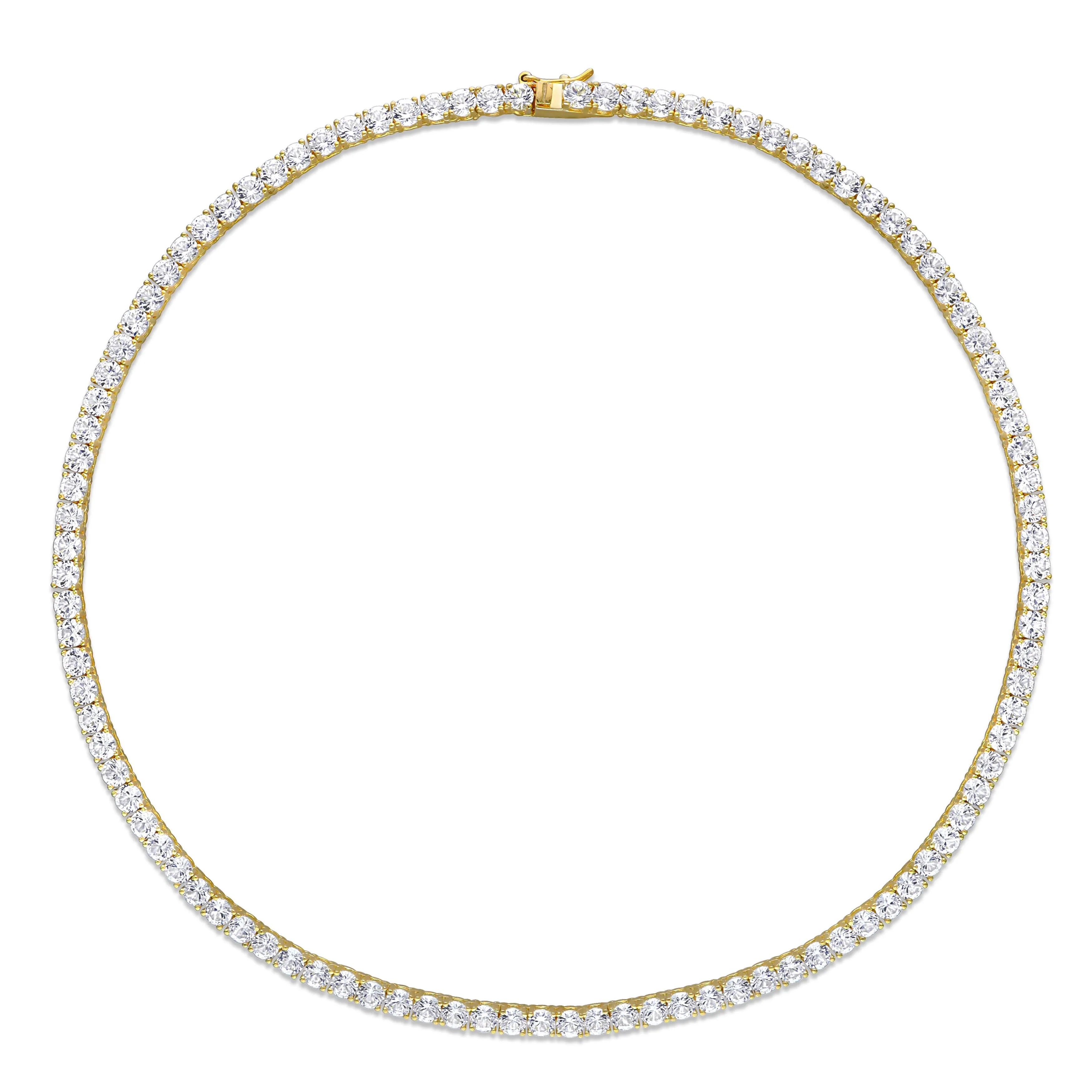 Mimi & Max 47 1/4ct TGW Created White Sapphire Tennis Bracelet and Necklace Set Yellow Silver
